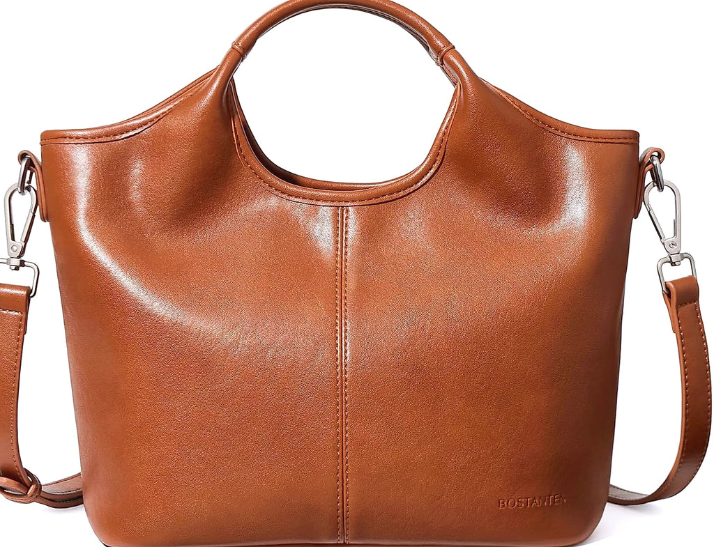 BOSTANTEN Vegan Leather Satchel Handbag with Detachable Strap