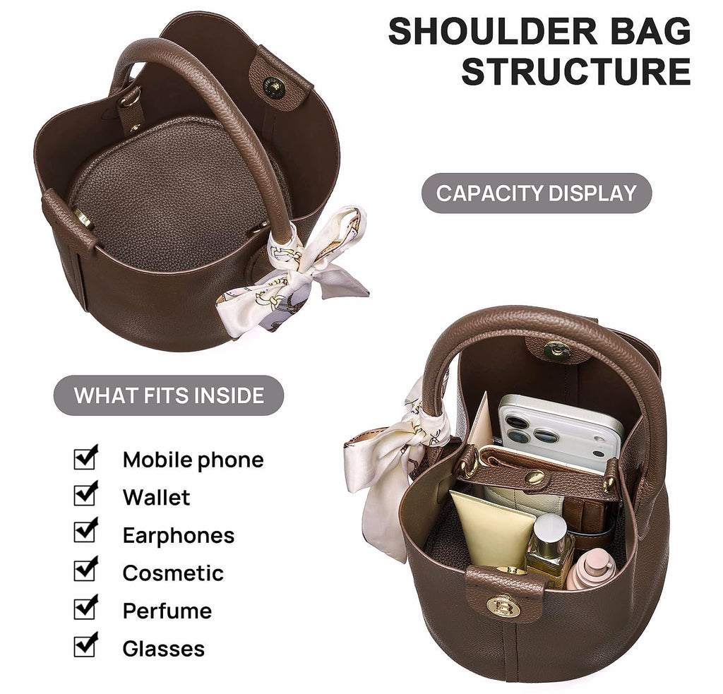 BOSTANTEN Small Crossbody Bag for Women Vegan Leather Mini Bucket