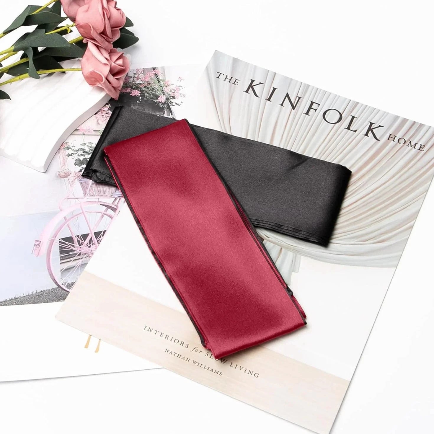 2 Pcs Satin Eye Mask for Sleeping - Silk Blindfold for Women & Men - Adults Coup