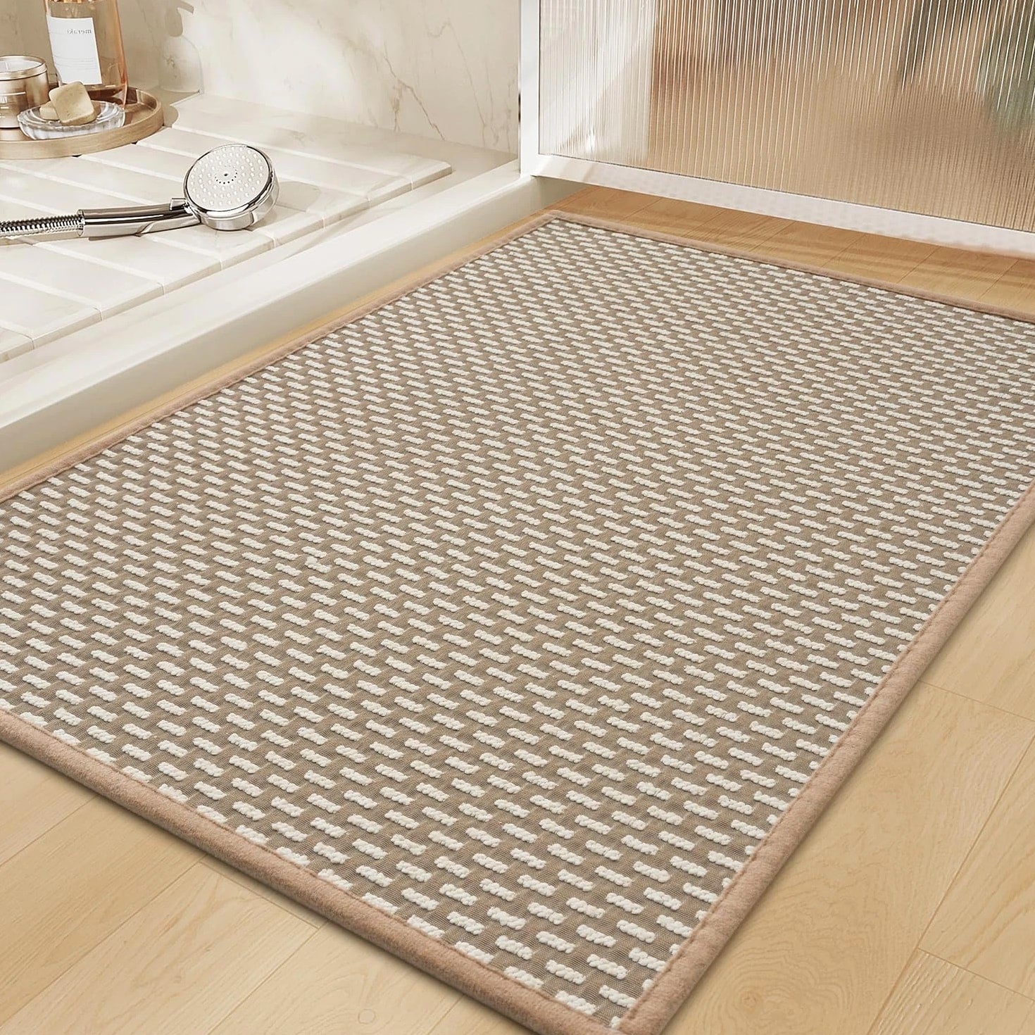Non Slip Bath Mat Machine Washable Super Absorbent Quick Dry 24x35 Inch Brown