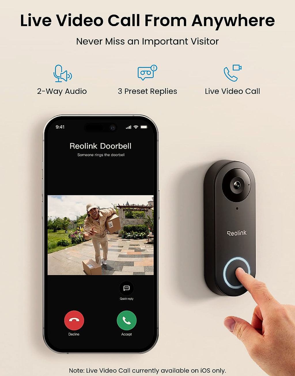 Reolink Video Doorbell WiFi Camera 2K Wired Security