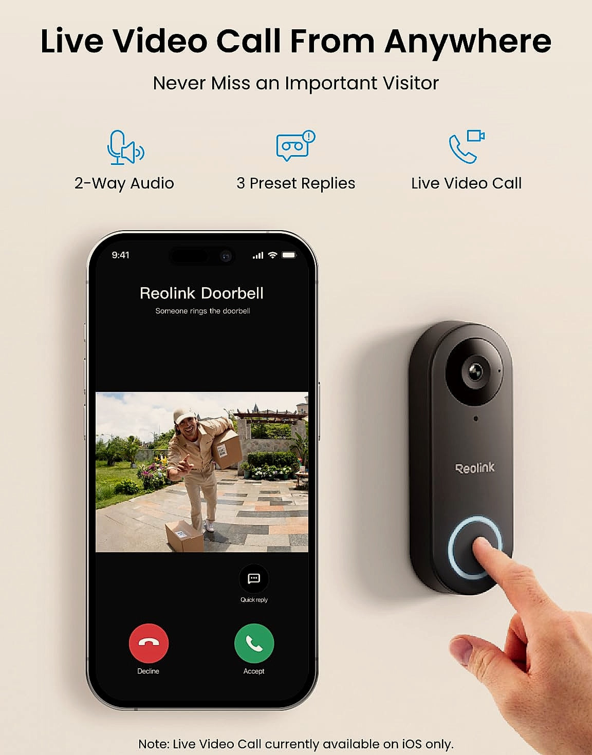 Reolink Video Doorbell WiFi Camera 2K Wired Security