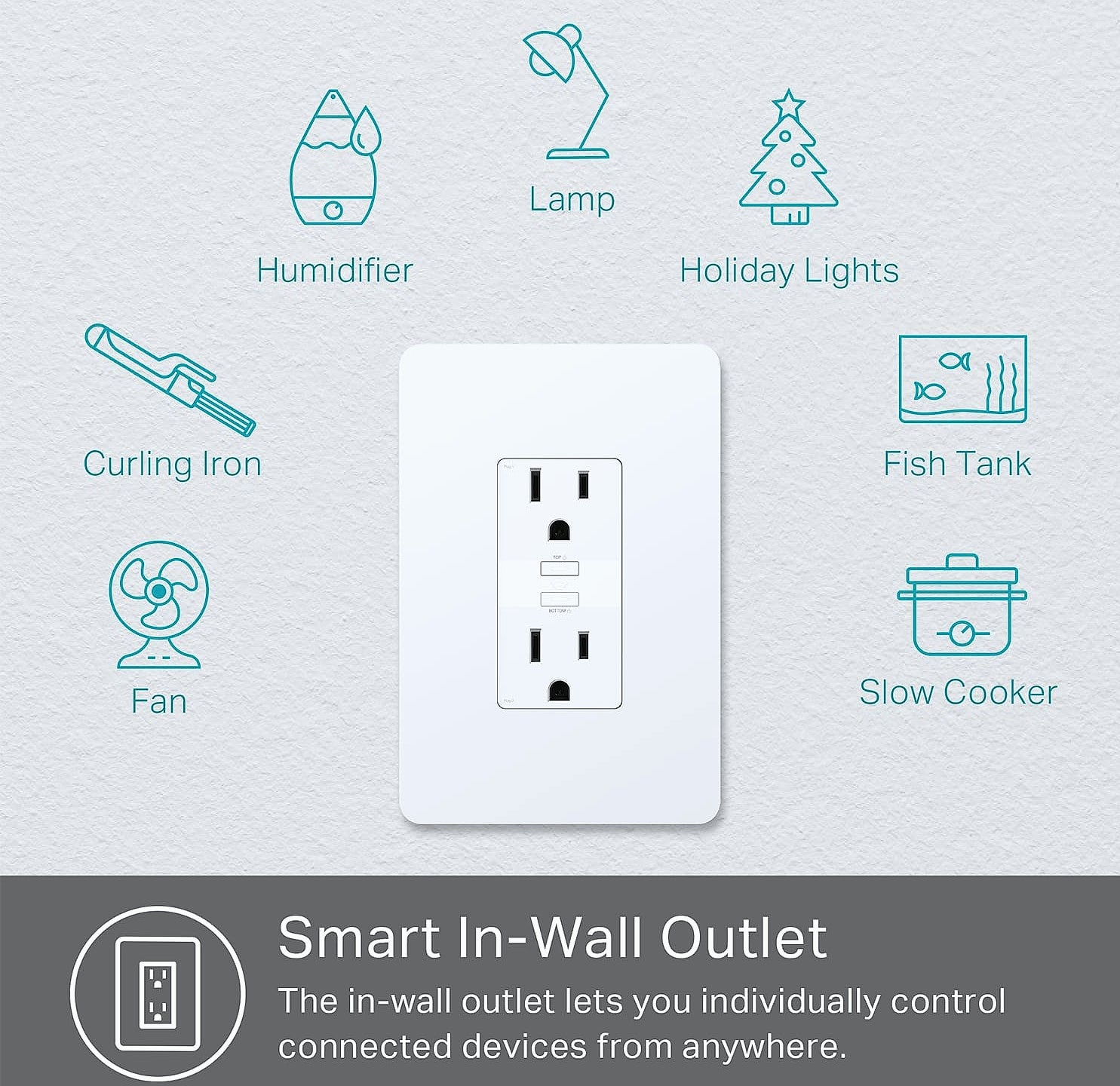 Kasa Smart KP200 In-Wall Wi-Fi Outlet with Voice Control