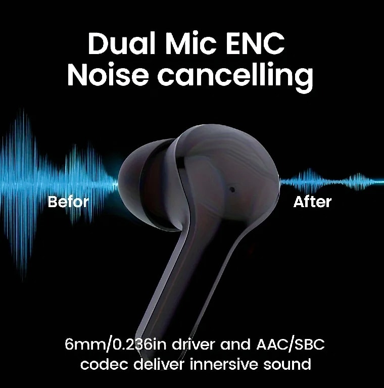 AHTOSKA Transparent Wireless Earbuds with LED Display