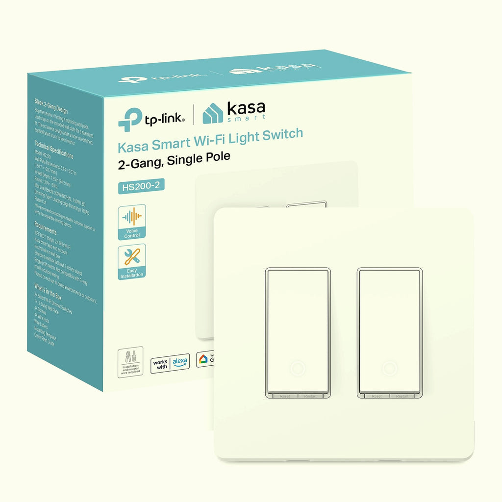 Kasa Smart HS200-2 2-Gang Wi-Fi Light Switch for Alexa