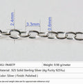 Justneo 925 Sterling Silver Oval Cable Chain 1 meter