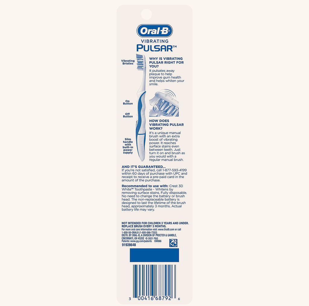 Oral-B 3D White Pulsar Battery Toothbrush 2-Pack