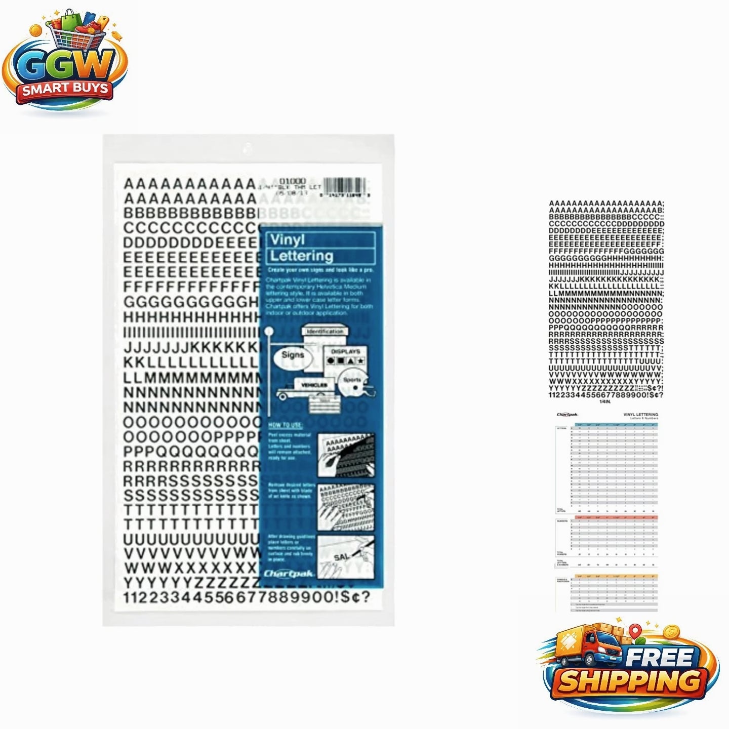 Made in USA - Self-Adhesive Vinyl Letters & Numbers - 0.25" Black, 610 Pieces