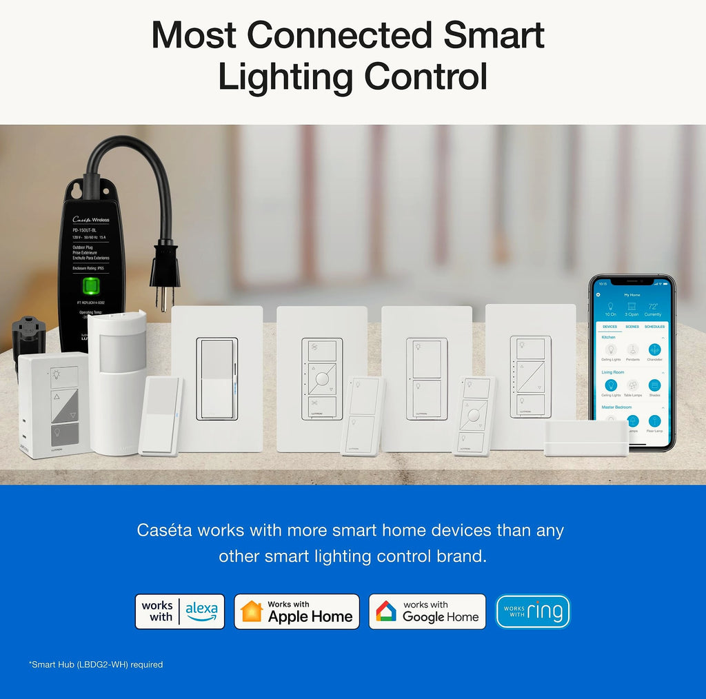 Lutron Caseta PD-6WCL-WH Smart Dimmer Switch 150W