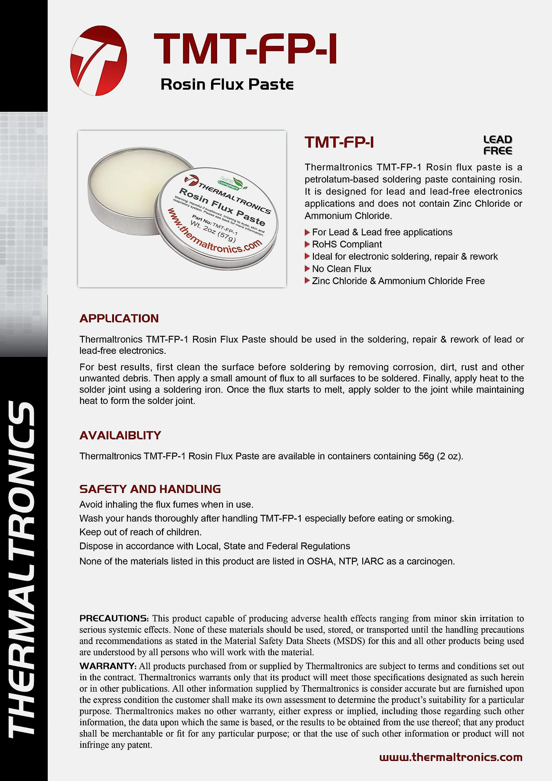 Thermaltronics Lead Free Tip Tinner and Flux Paste Kit