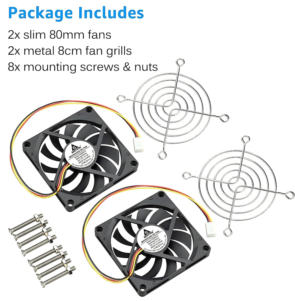 GDSTIME 80mm Quiet CPU Cooler Fan 12V 3PIN Slim