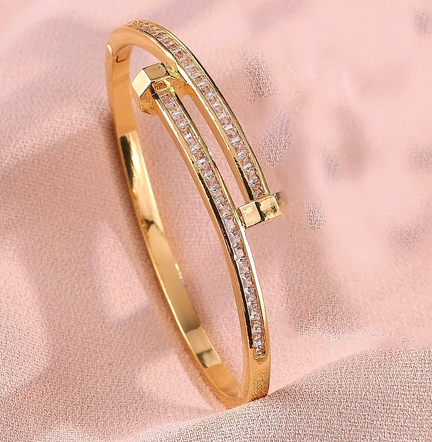 18K Gold Plated Stainless Steel Nail Bracelet Set
