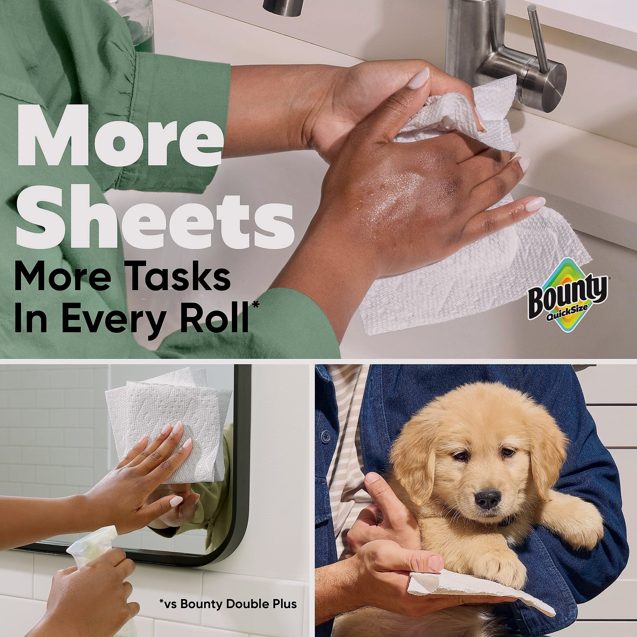 Bounty Quick Size Paper Towels, White, 8 Family Rolls