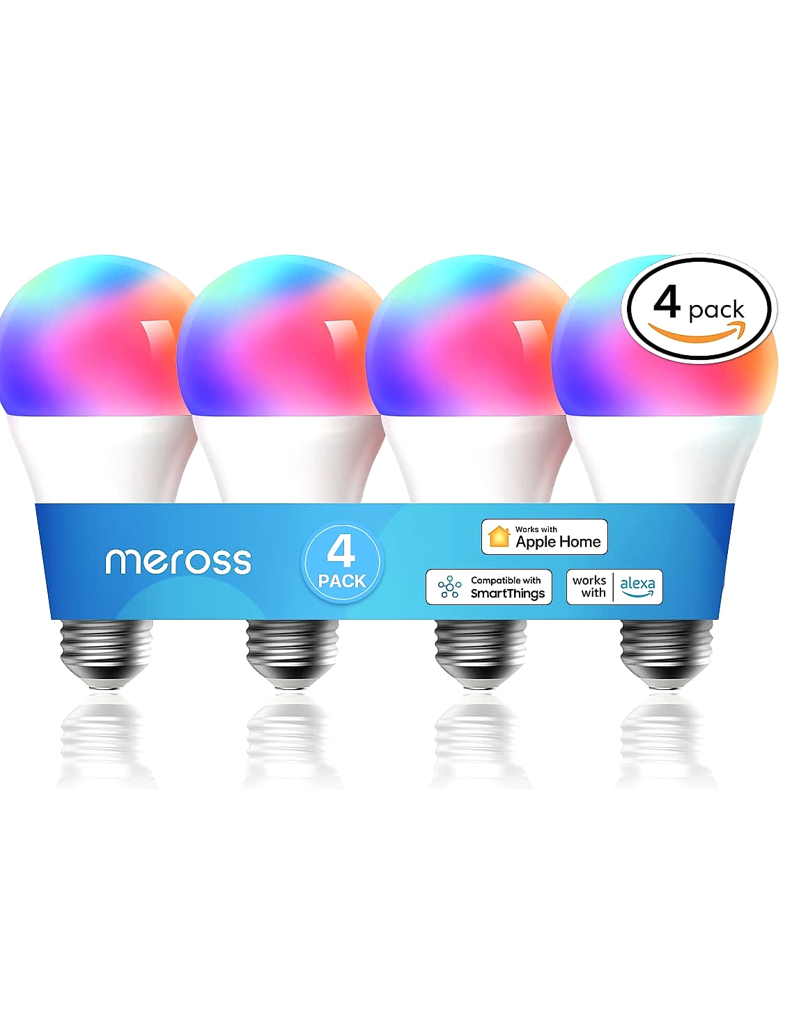 Meross Smart WiFi LED Bulb E26 Multicolor Dimmable 2 Pack