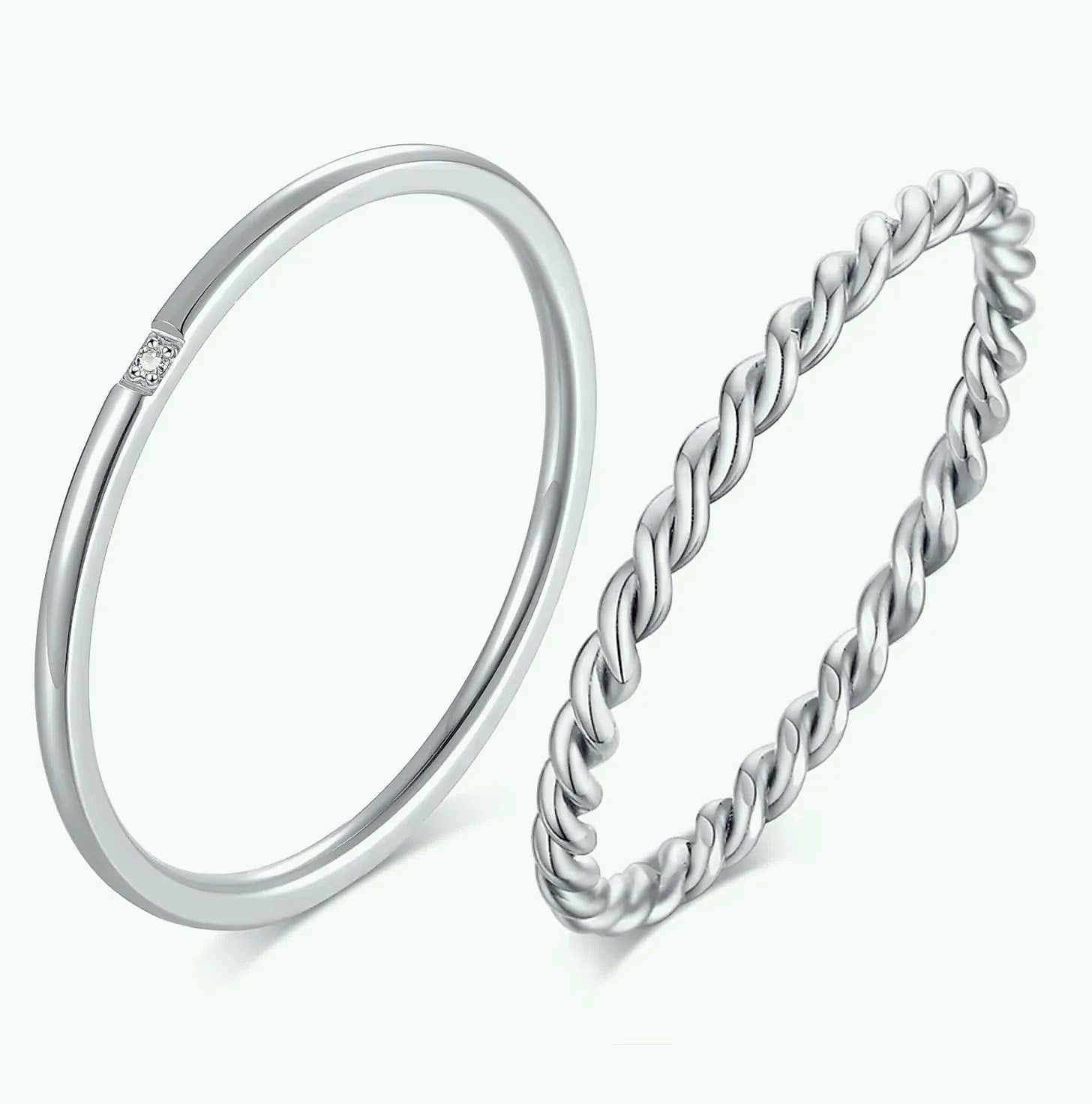 Myfresty Twisted Rope Slim Ring for Women, Stainless Steel