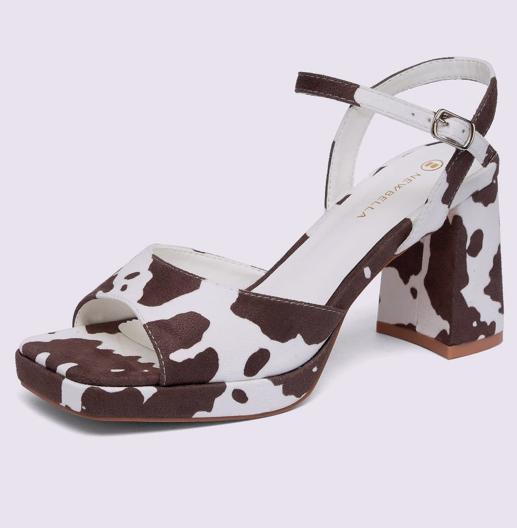 NEWBELLA Block Heel Platform Sandals with Ankle Strap