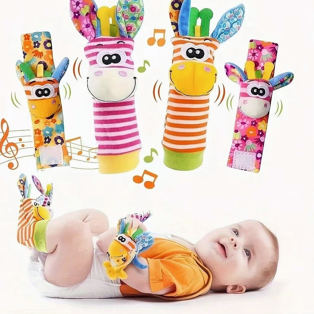 4-Piece Baby Rattle Sock Toys for Infants and Toddlers