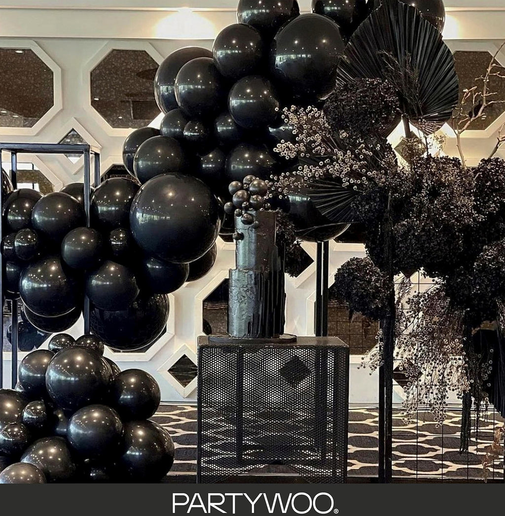 PartyWoo Black Balloons 140 pcs Arch Kit, 5-18 Inch