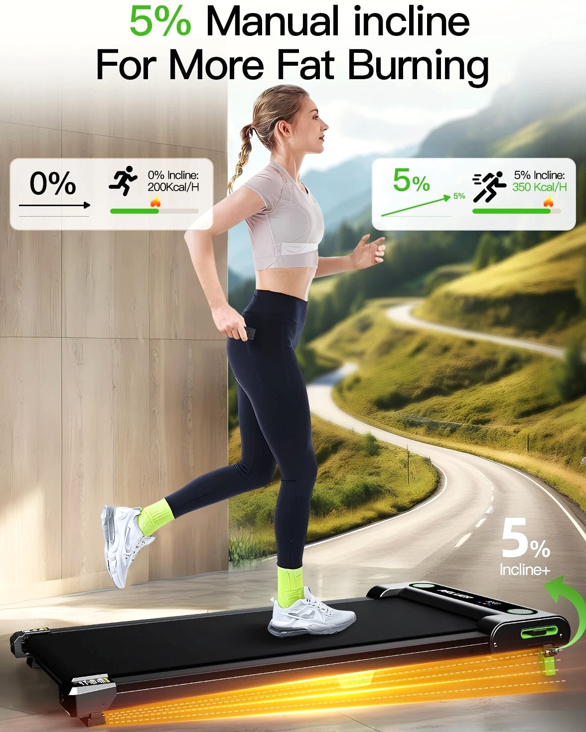 Akluer Walking Pad Under Desk Treadmill Quiet 300 LBS Capacity & Remote
