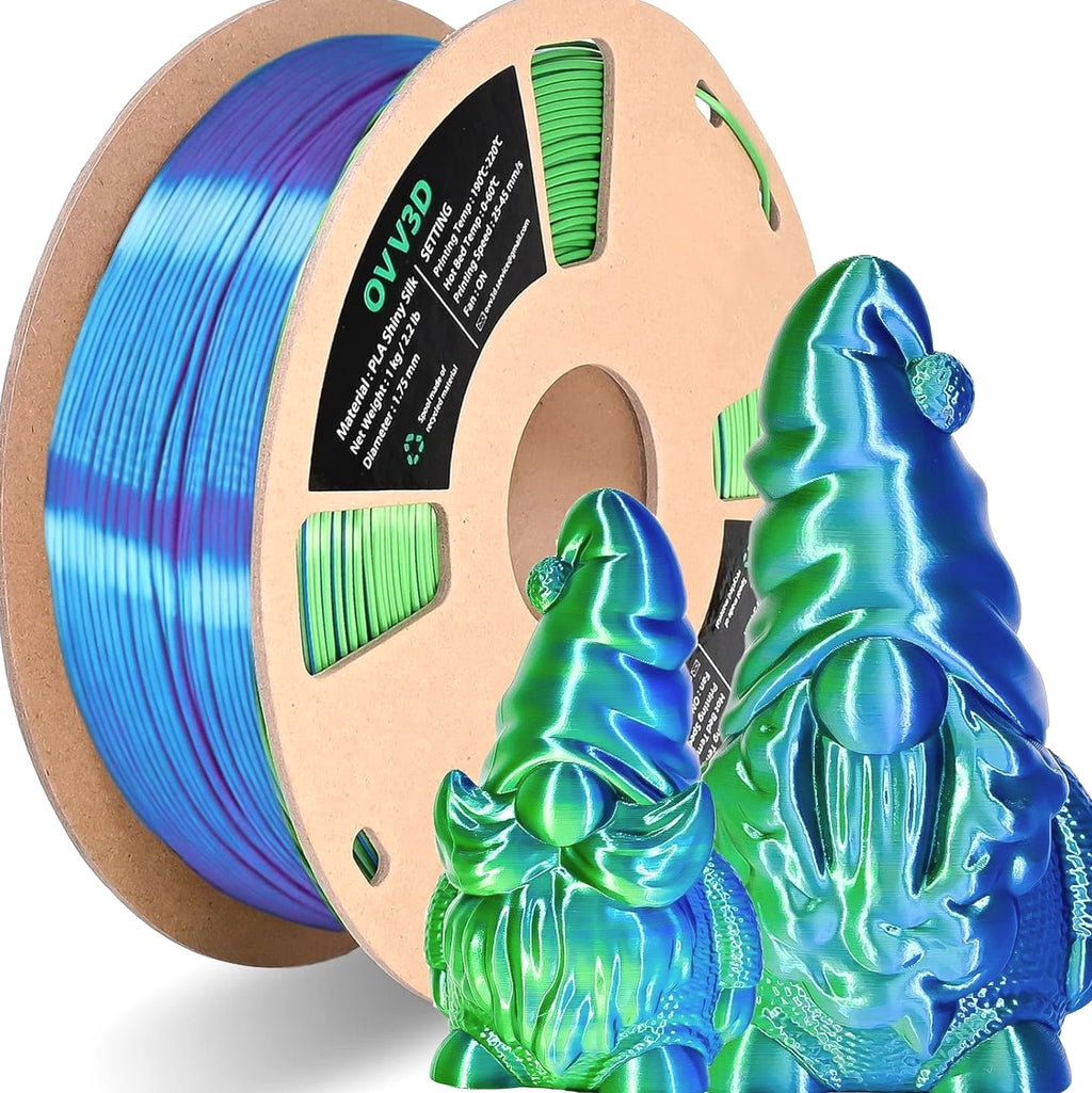 PLA Filament 1.75Mm, Silk PLA Dual Color Blue Green 3D Printer Filament, High Sp