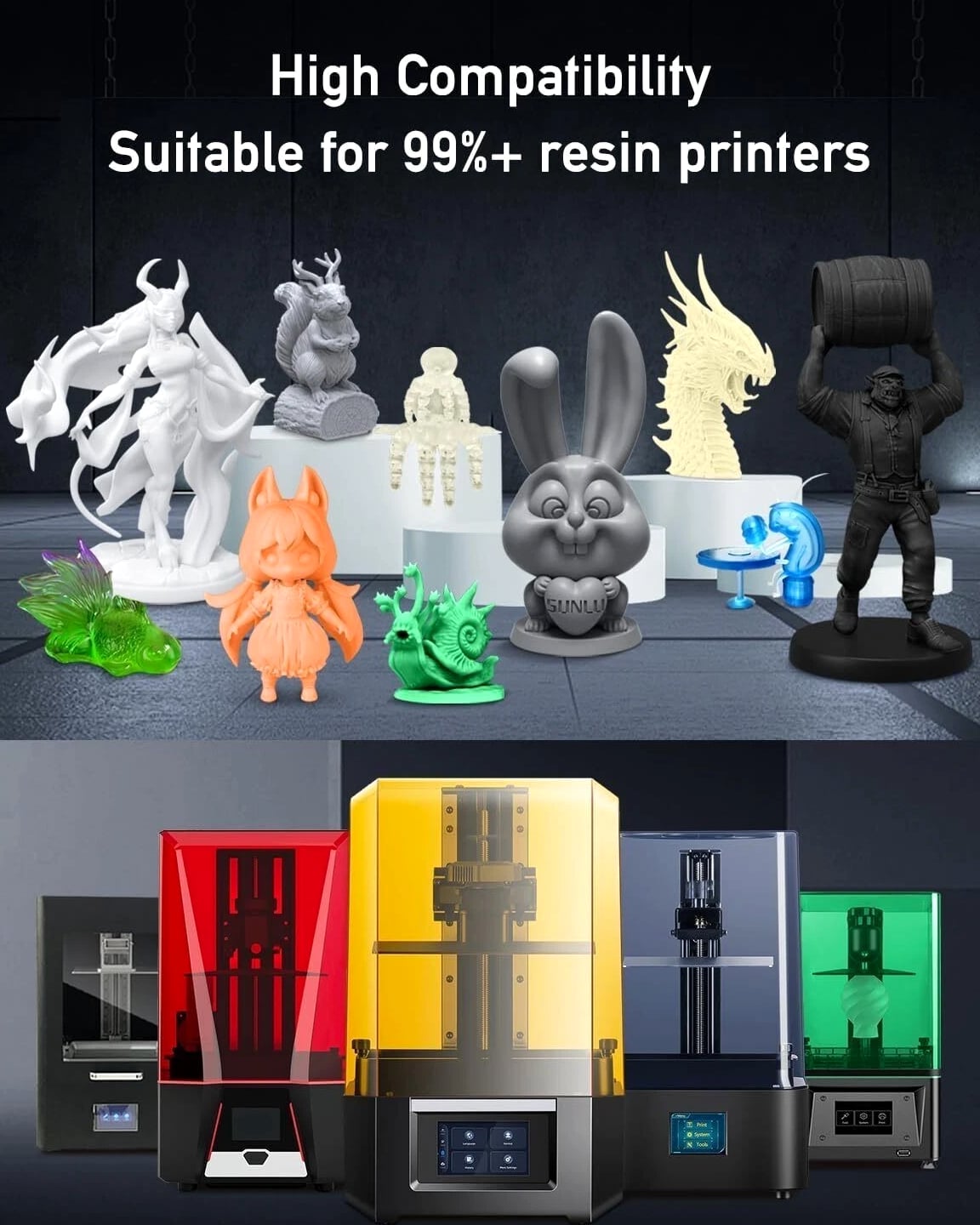 2000G ABS-Like Resin for 3D Printer, 405nm UV Curing Photopolymer Rapid 3D Resin