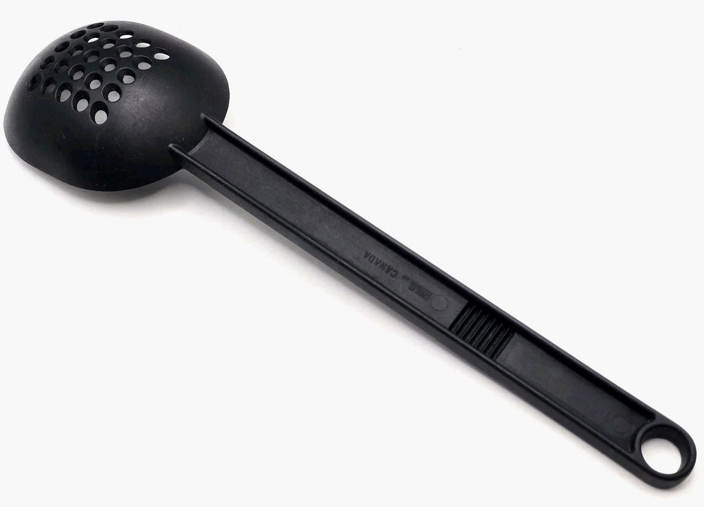 Vintage T-FAL Black Nylon Slotted Strainer Spoon 12.5" Heat Resistant, Made In Canada