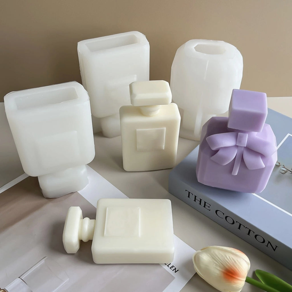 3D Candle Molds Silicone Pillar Soap Perfume Bottle DIY Wax Moulds Holiday Gift