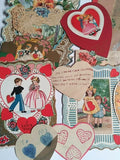 Valentine's Day Die Cut Handmade Vintage Love Hearts Card Lot - 14 Pieces, 3"-8" each
