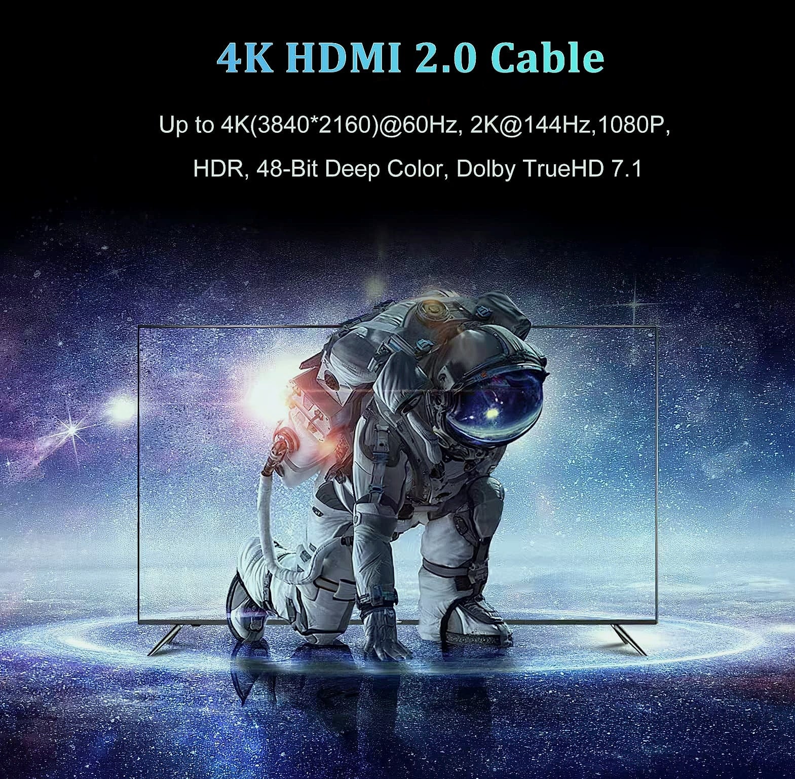 UVOOI 1ft HDMI 2.0 Cable 2-Pack, 4K@60Hz High Speed