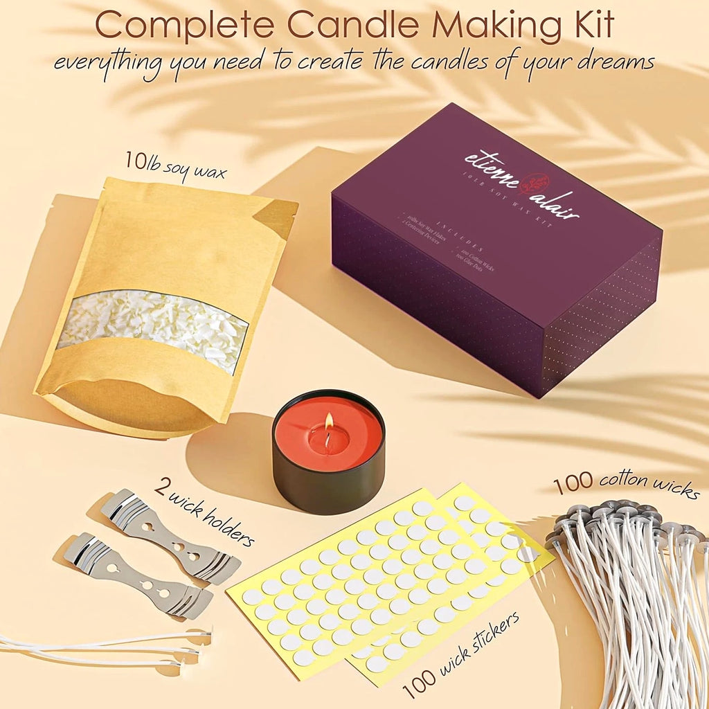 Organic Natural Soy Candle Wax - Bulk For Candle Making, 10 lbs Soy Wax Flakes Kit