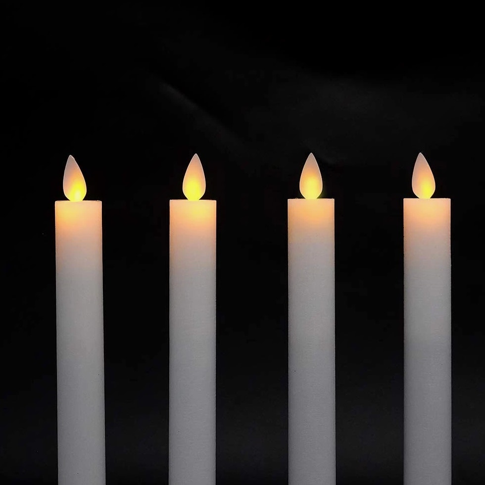 Flameless Taper Candles with Remote Timer, Moving Wick LED Window Candles Bat...