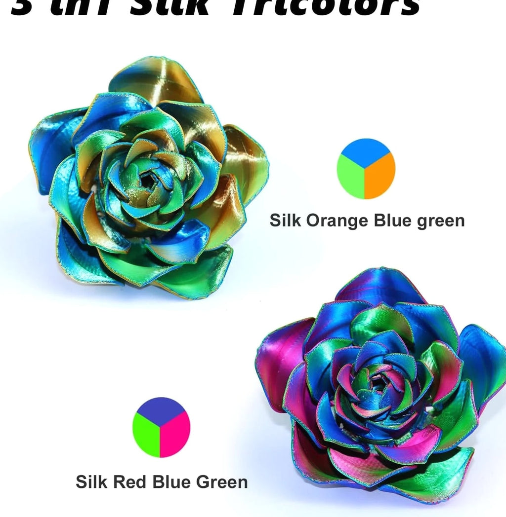 3D PLA Filament 1.75mm Bundle, Tricolor Printer Filament, Rainbow Silk