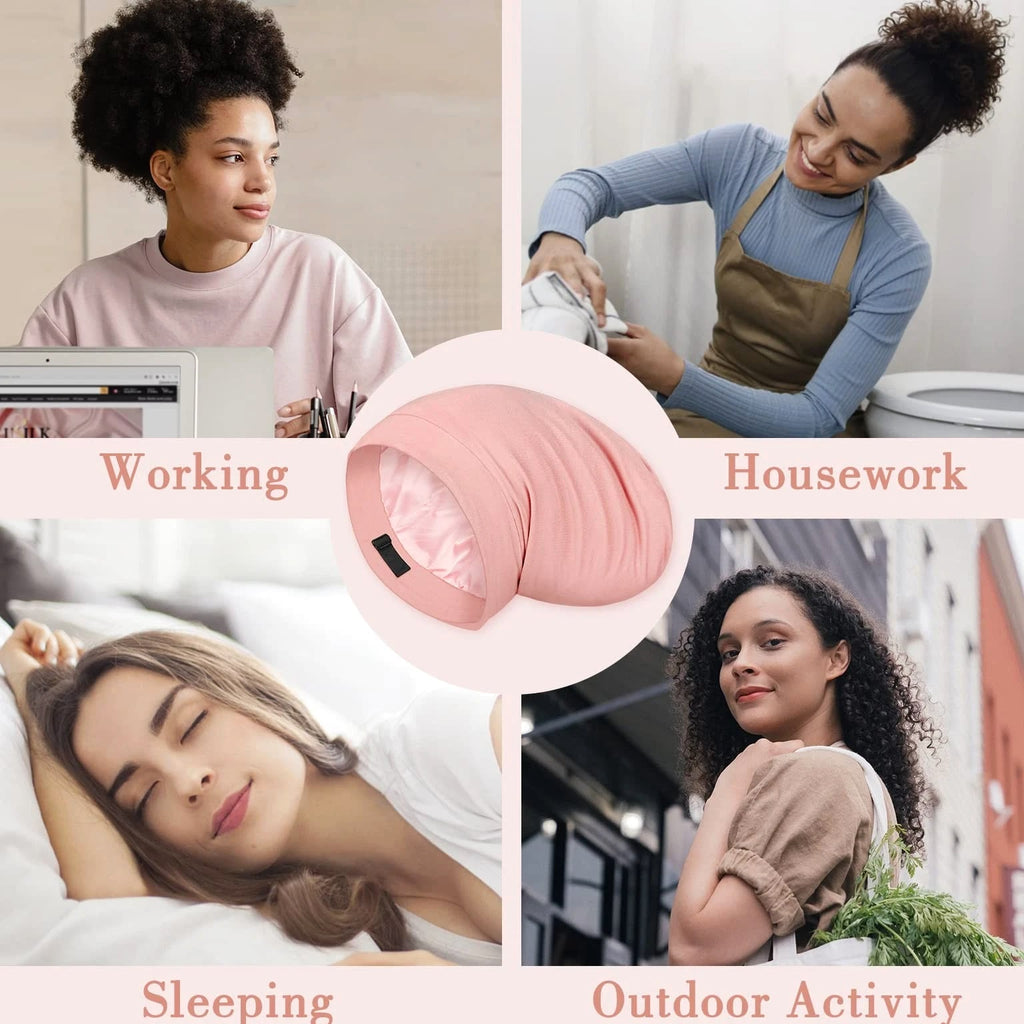 Mulberry Silk Bonnet for Sleeping Women, Real Silk Sleep Cap for Curly Hair a...