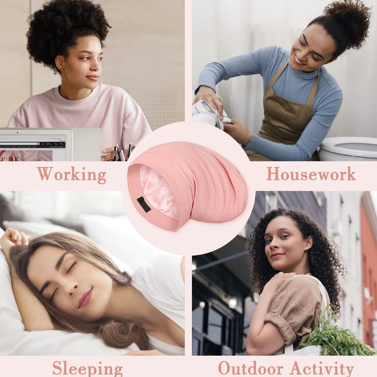 Mulberry Silk Bonnet for Sleeping Women, Real Silk Sleep Cap for Curly Hair a...