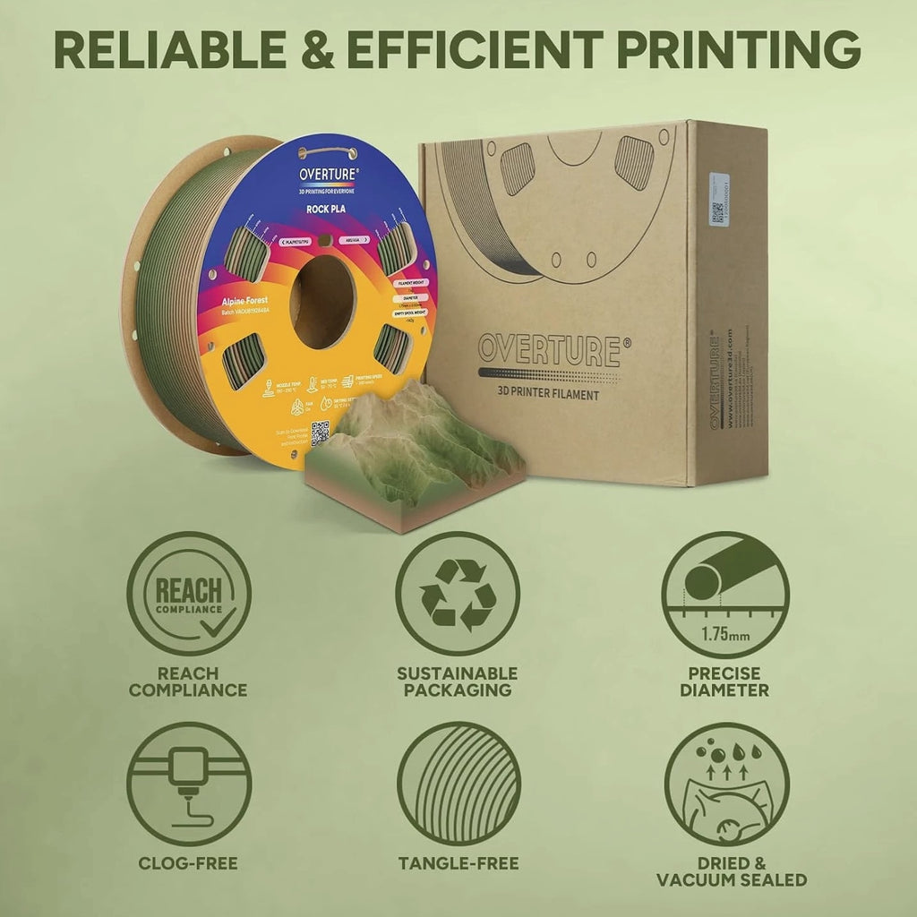 Rock PLA Filament 1.75mm, Marble PLA 3D Printer Filament 1kg Spool (2.2lbs), Dim...