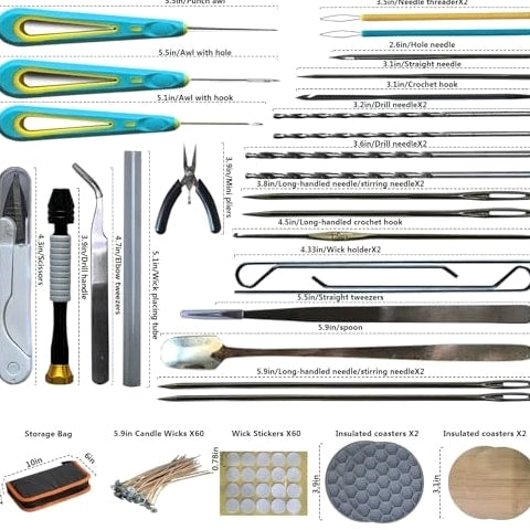 Beginner's Candle Making Kit for Adults, Wick Needle Tool Multiple 33 Pieces
