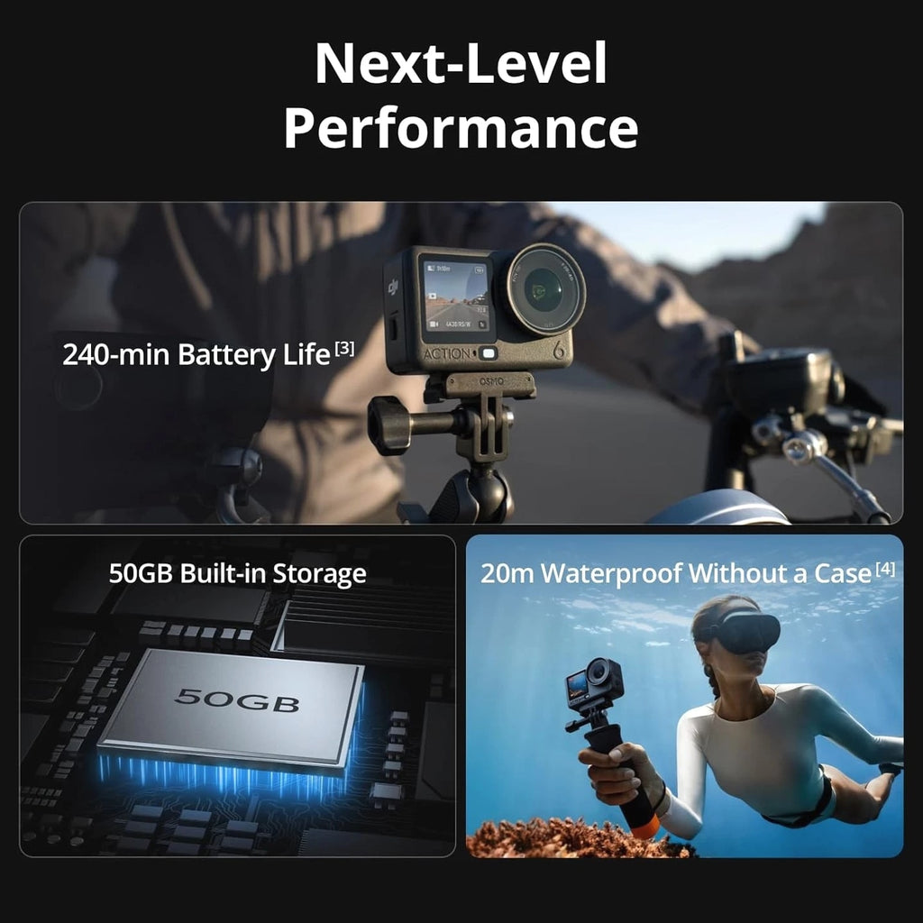 DJI Osmo Action 6 Enhanced Combo - 4K OLED Variable Aperture Action Camera USA