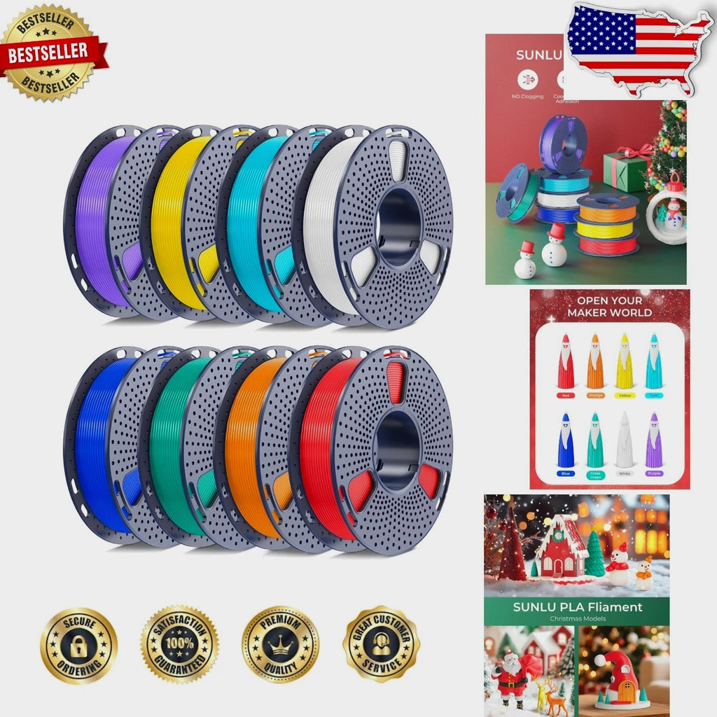 SUNLU 8-Roll PLA Filament 1.75mm Bundle, 250g Mini Spools, Tangle-Free, 8 Colors
