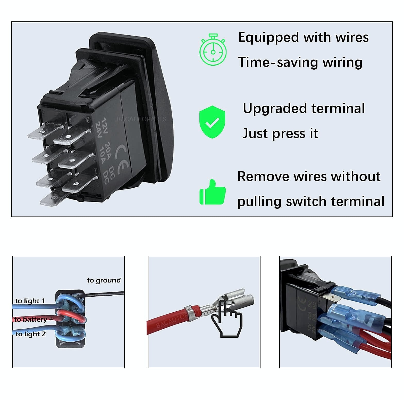 BACAUTOPARTS 7Pin Nav/Anchor Light Rocker Switch 12V 24V
