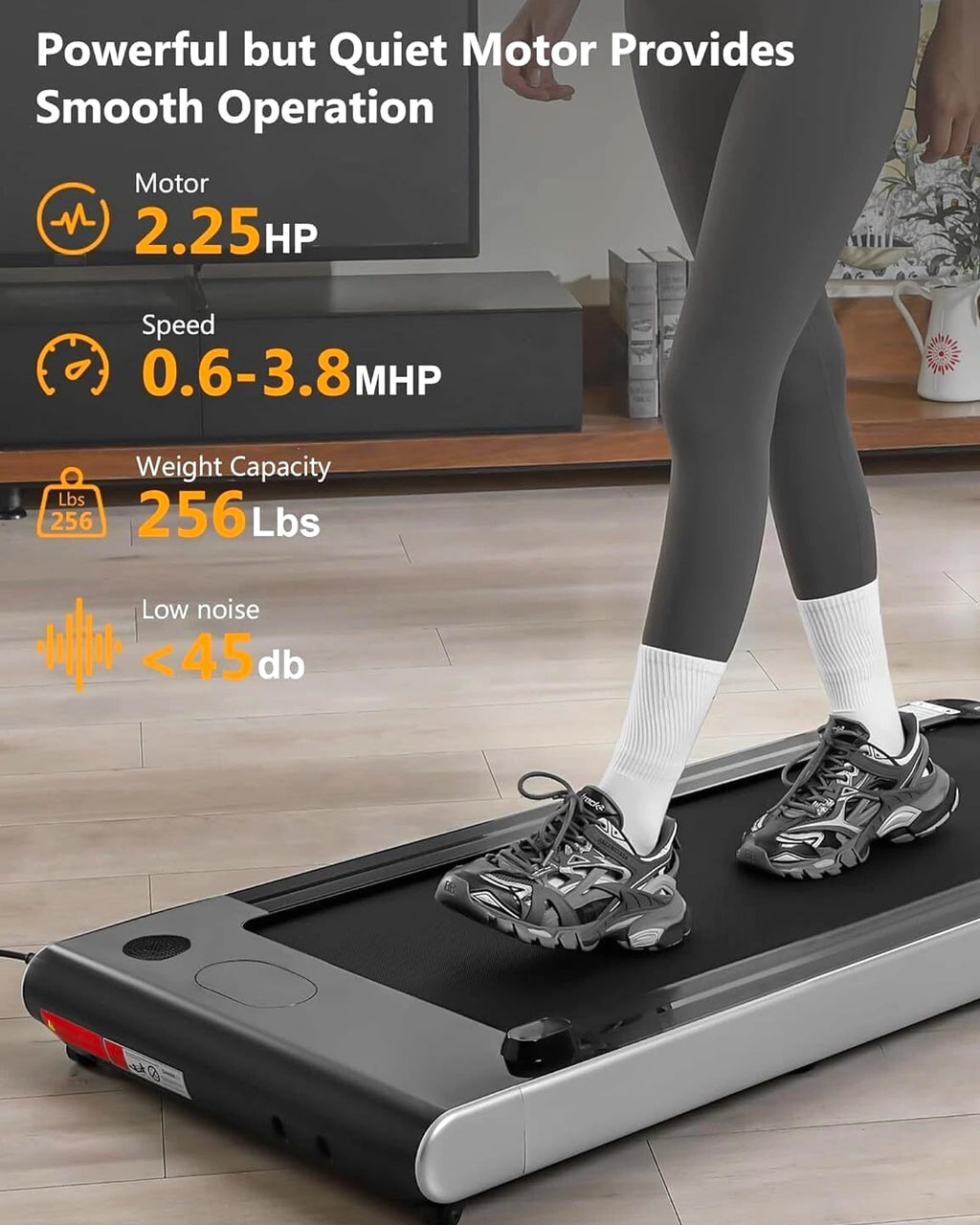 2.25HP Walking Pad Treadmill with Remote, Walking Pad Incline, Home Office