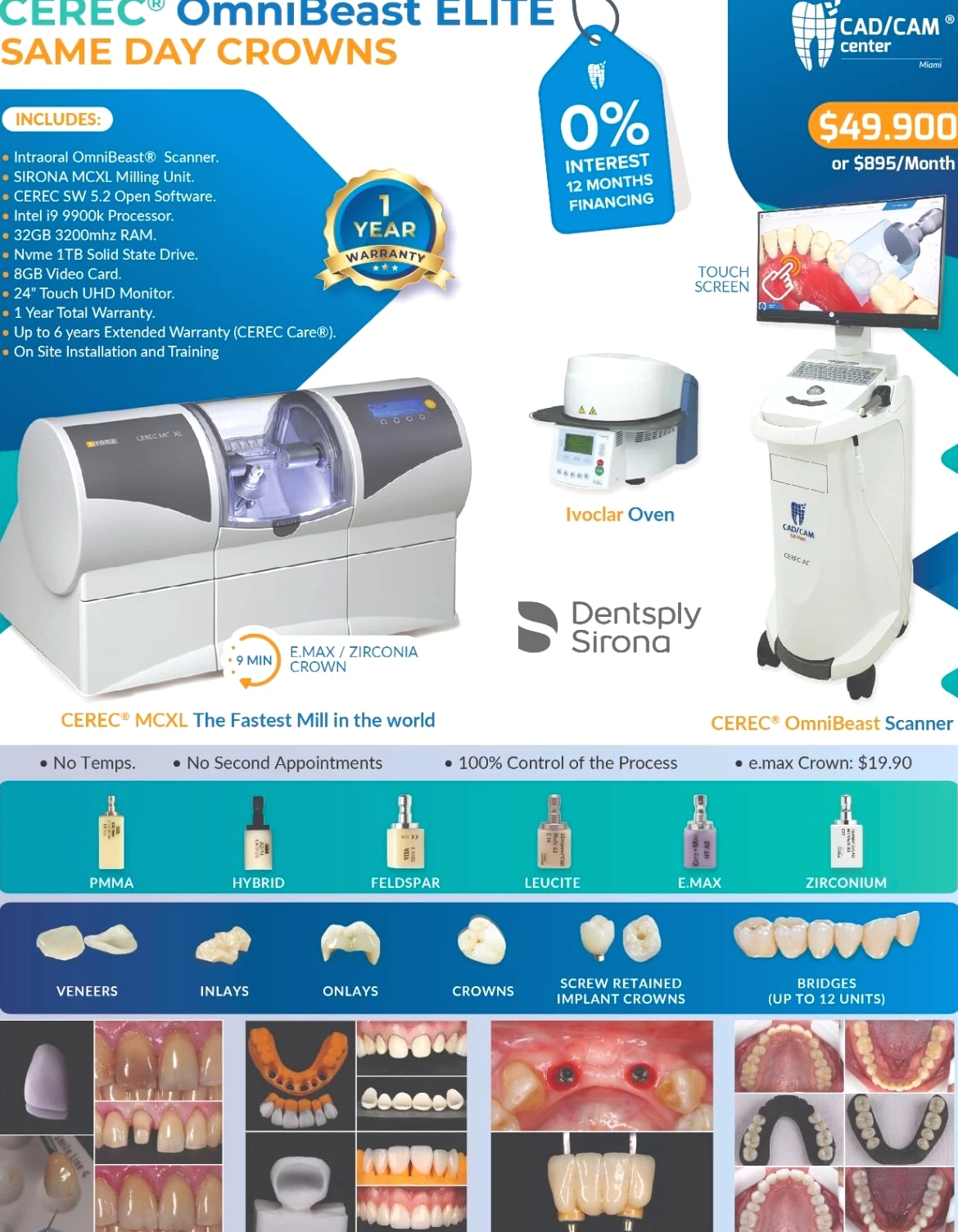 SIRONA CEREC OmniBeast + MCXL Milling Unit + Ivoclar Furnace