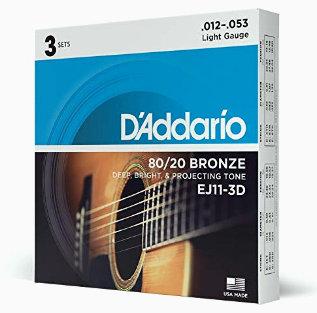 D'Addario EJ11 Acoustic Guitar Strings 80/20 Bronze Light Gauge