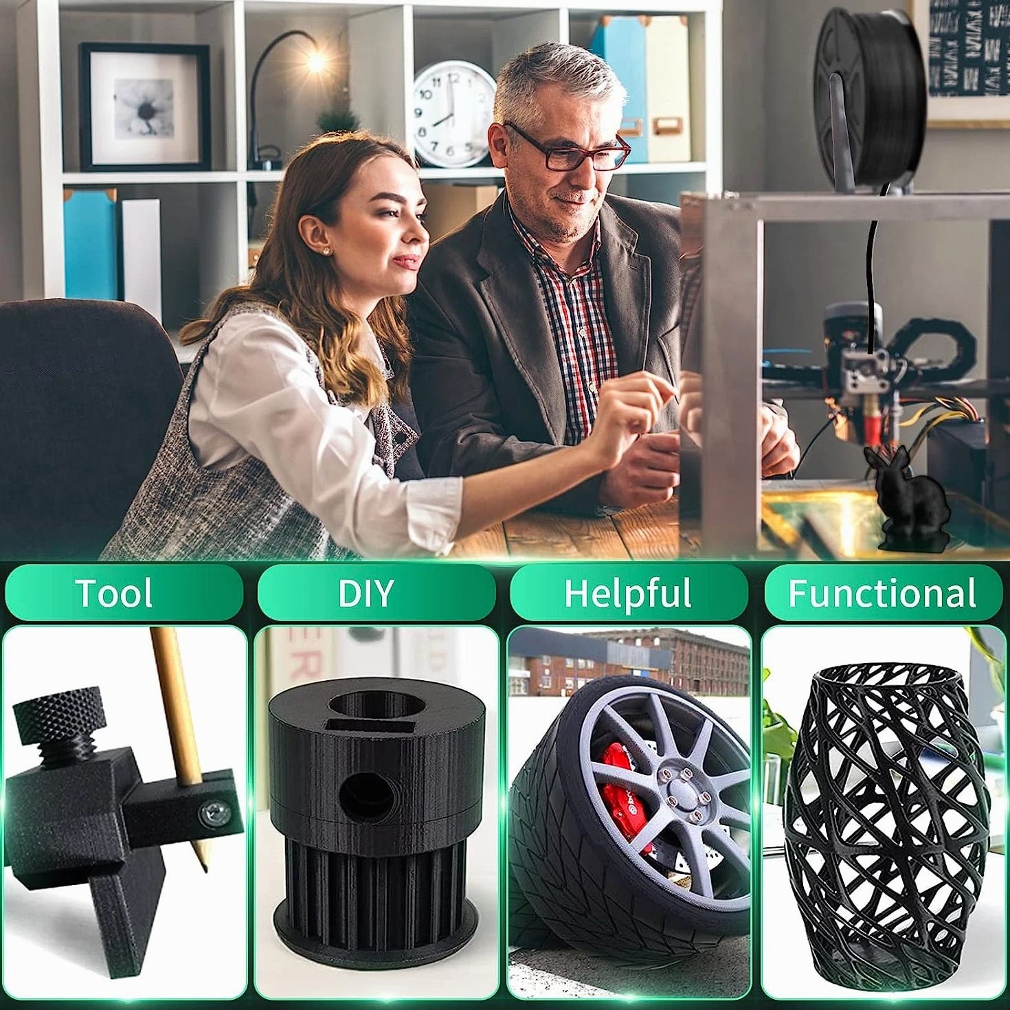 SUNLU PLA Carbon Fiber Filament 1KG/2.2LBS Black 3D Printer Material