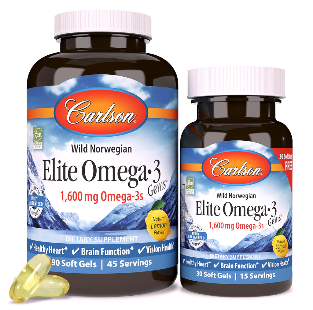 Carlson Elite Omega-3 Gems 1600mg Fish Oil Softgels