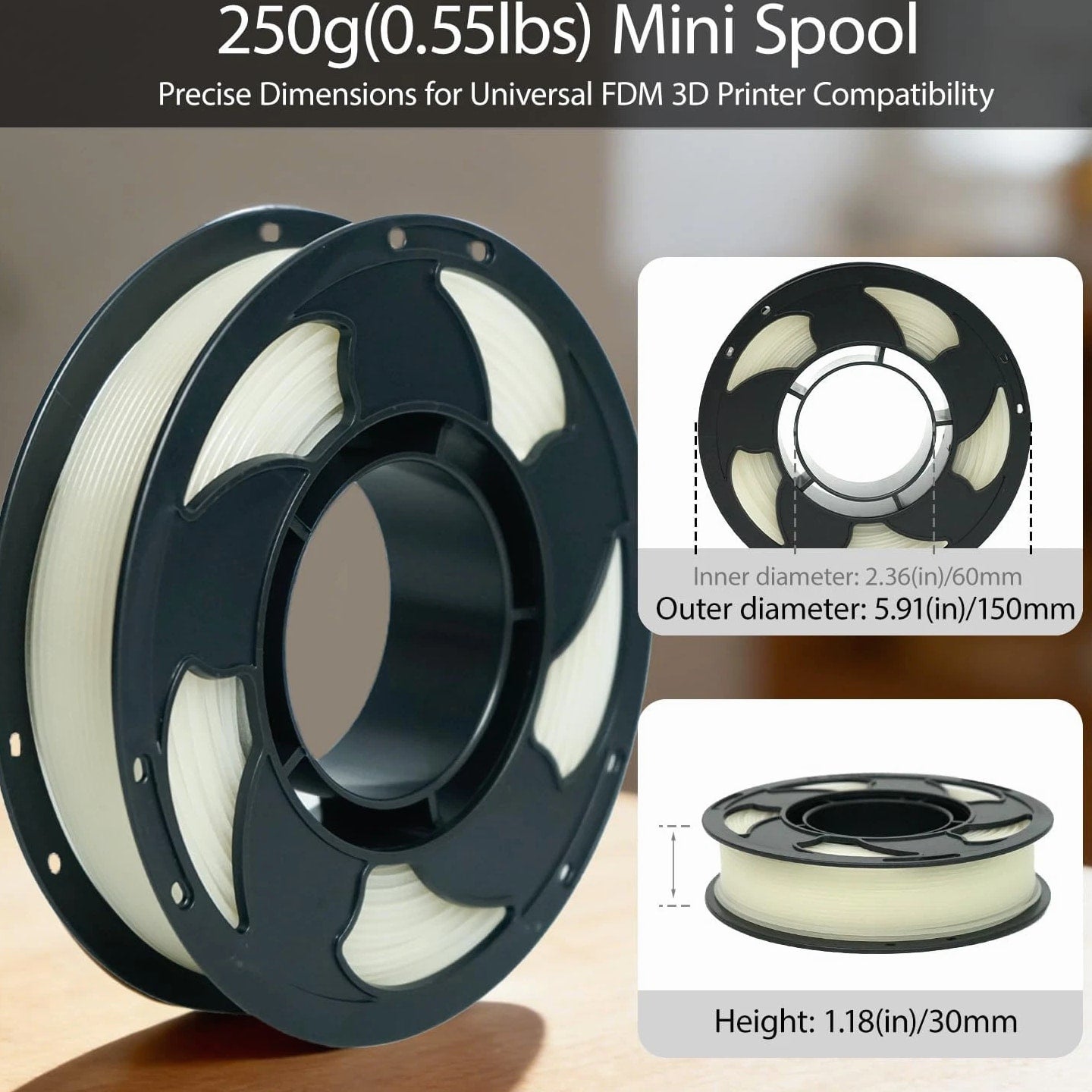Glow in the Dark Gradient Rainbow 1.75mm PLA Filament, Luminous Vibrant Rainbow
