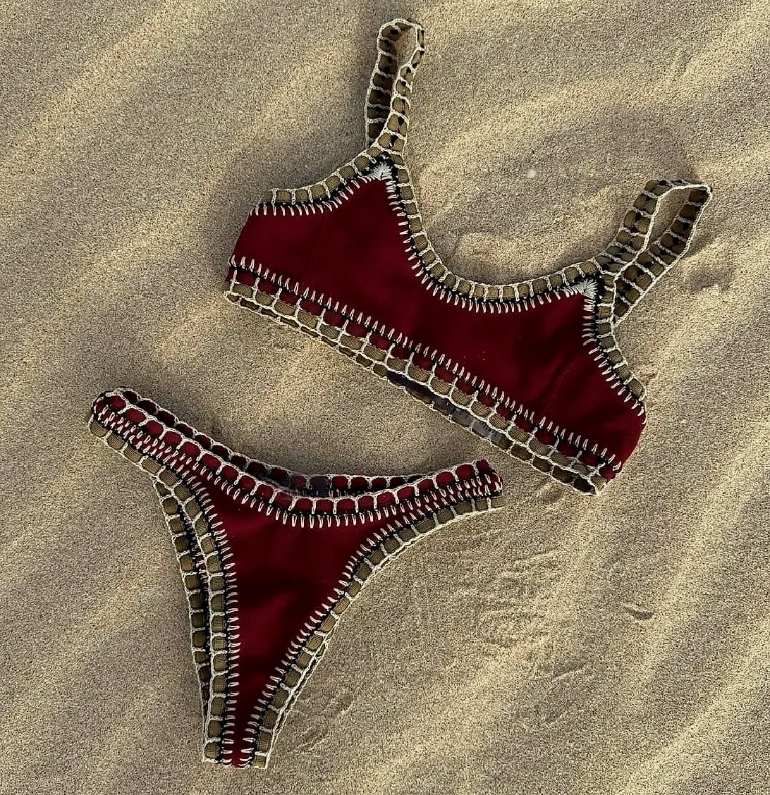 Sporlike Pink Crochet Bikini Set Women Swimwear