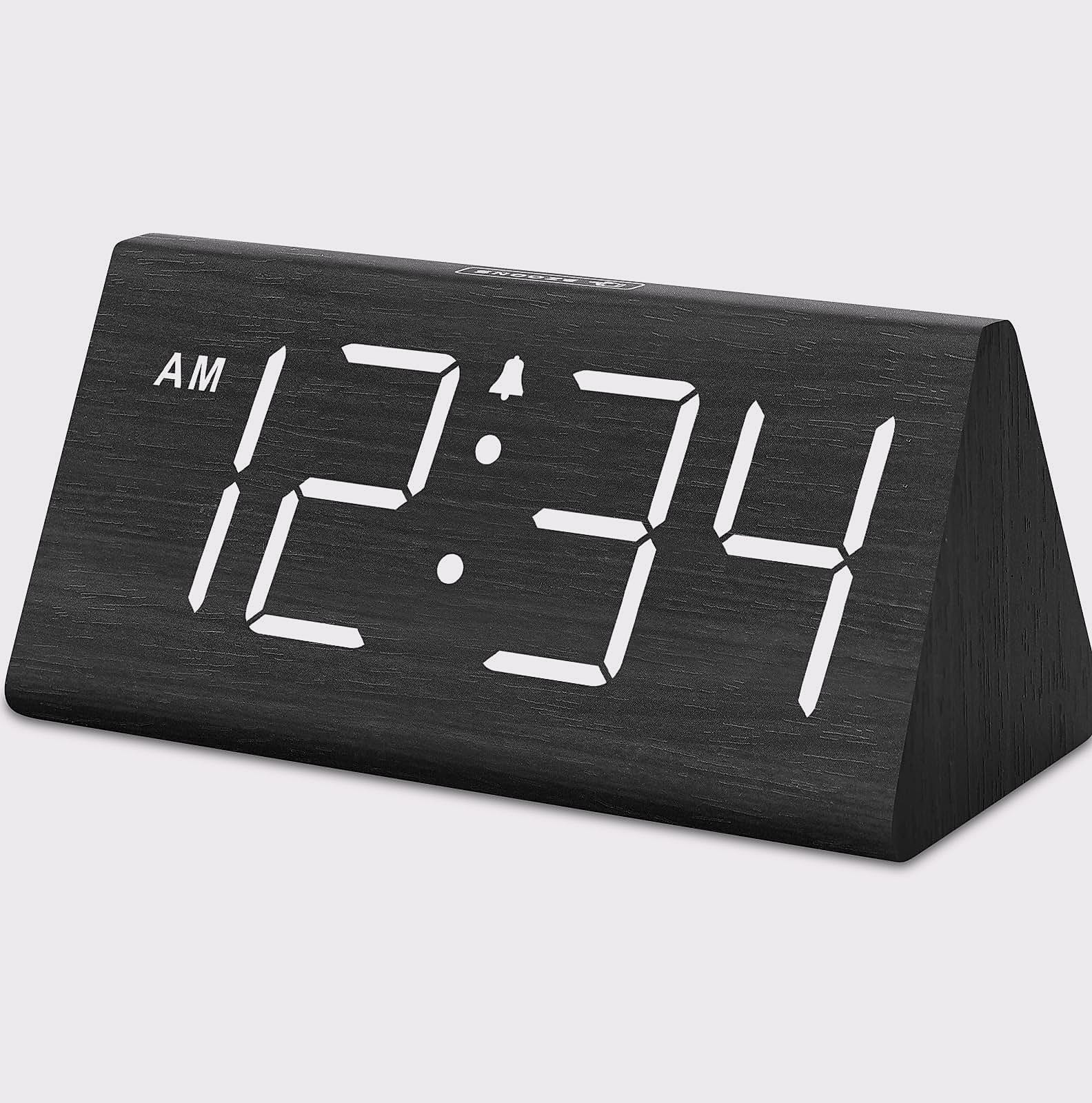 DreamSky Wooden Digital Alarm Clock with USB Charger Port