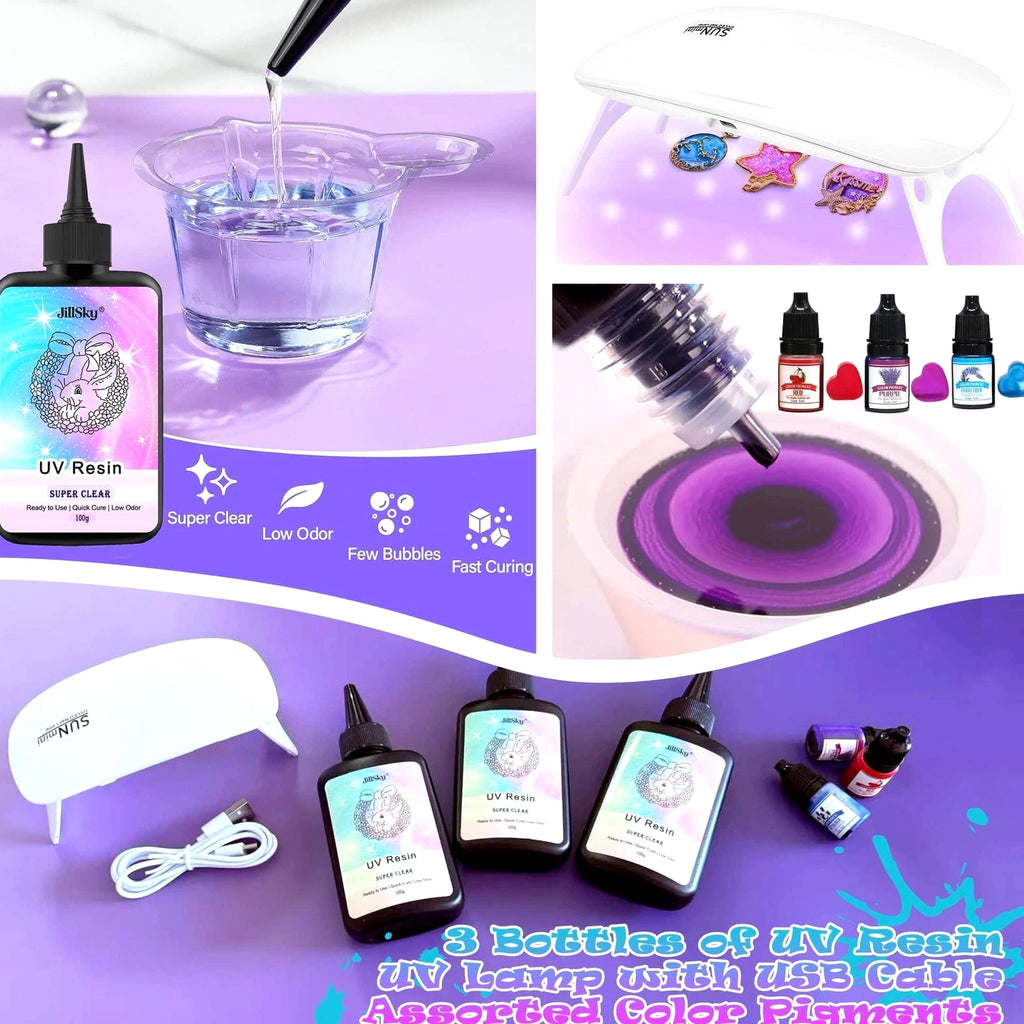 UV Resin Jewelry Making Kit, 300g Complete UV Resin Kit with Light, Molds, St...