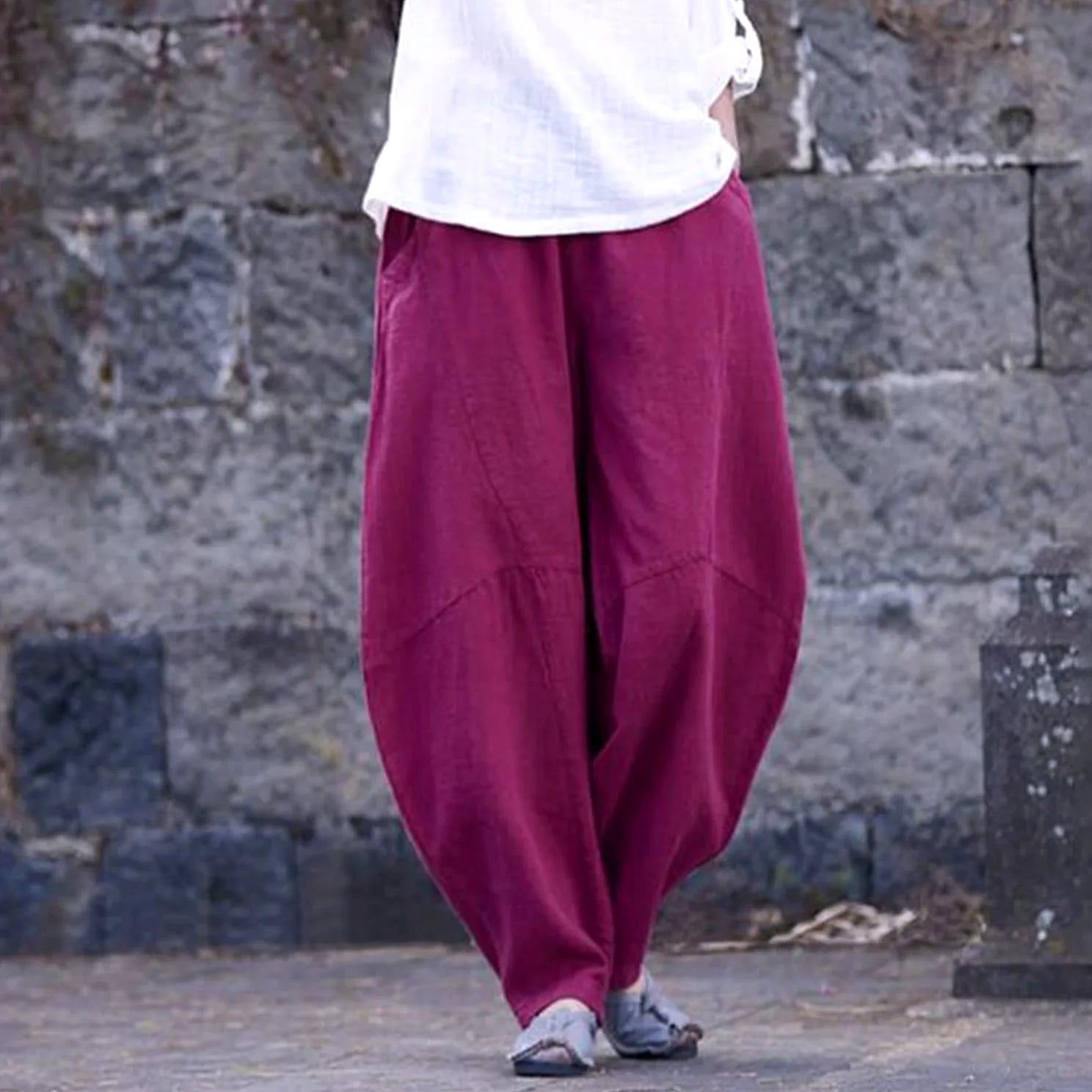 Aristarchus Cotton Linen Women's Cargo Pants Loose Fit