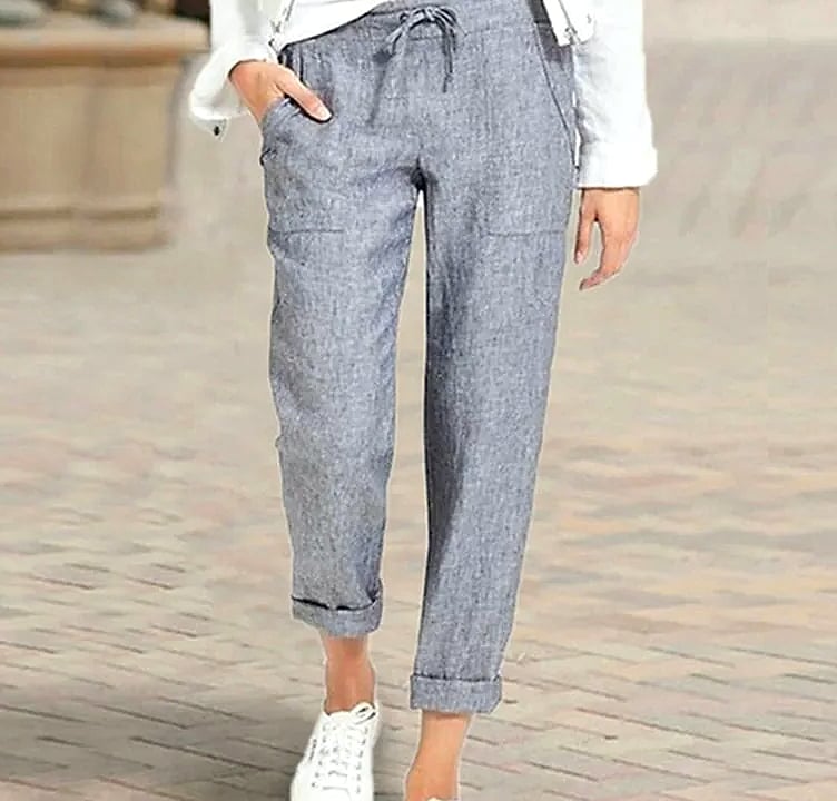 XPQBB Casual Cotton Linen Women's Harem Pants High Waist